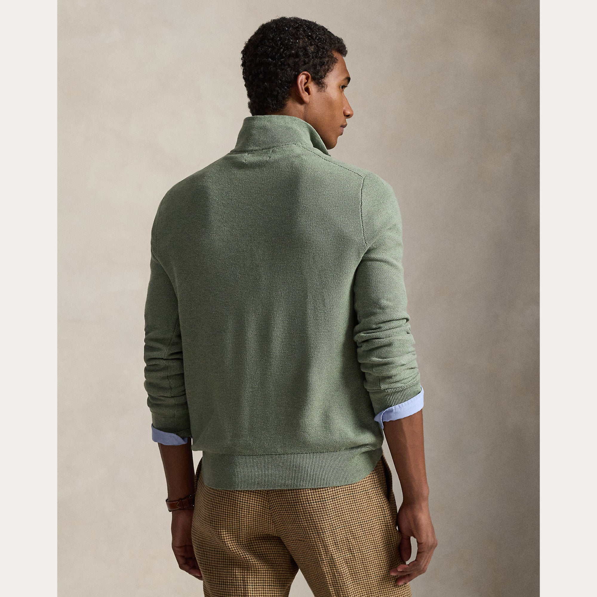 Mesh-Knit Cotton Quarter-Zip Sweater - BoUvy