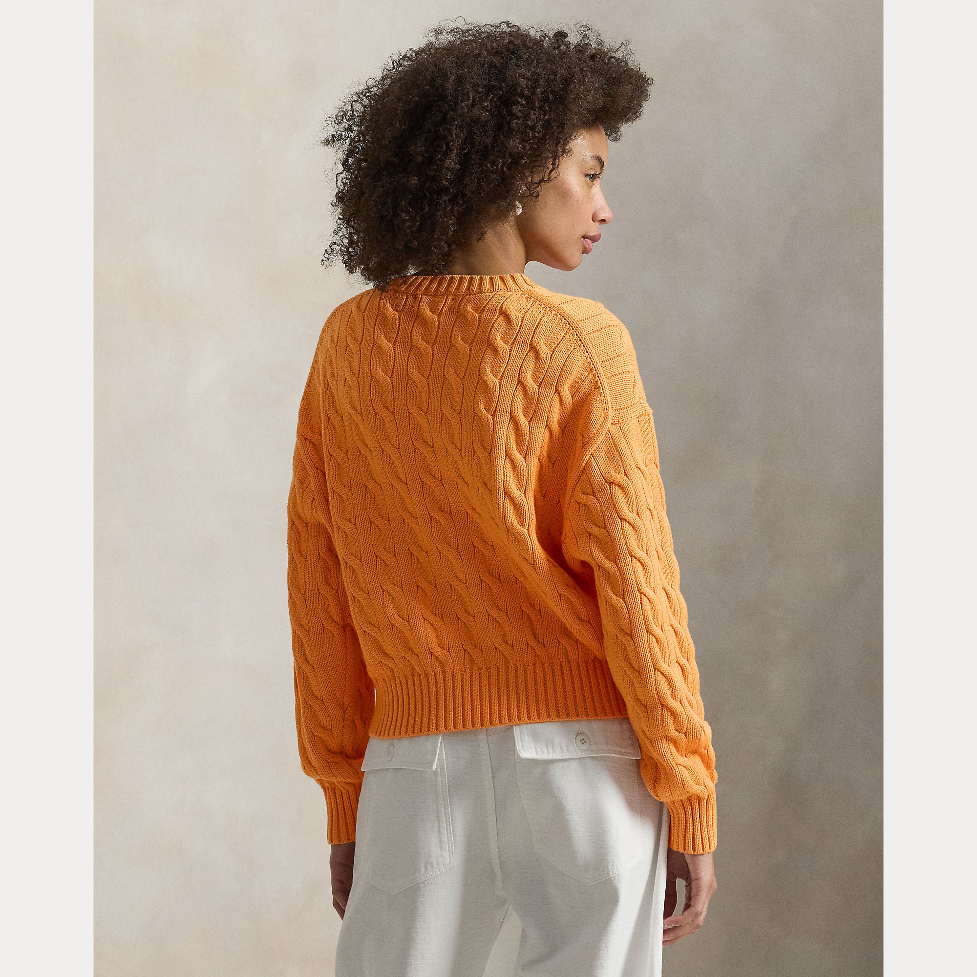 Oversize Cable-Knit Cotton Crewneck Sweater - BoUvy