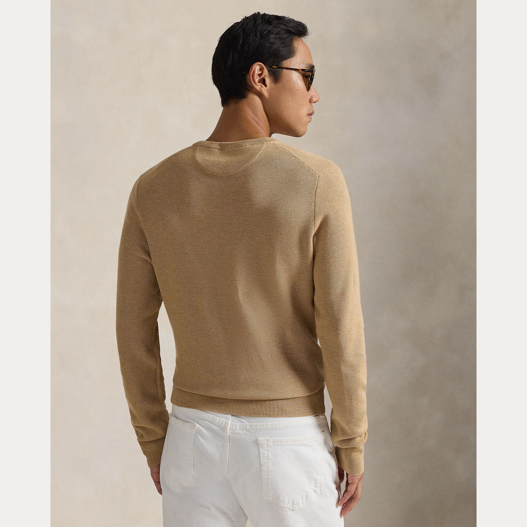 Mesh-Knit Cotton Crewneck Sweater - BoUvy