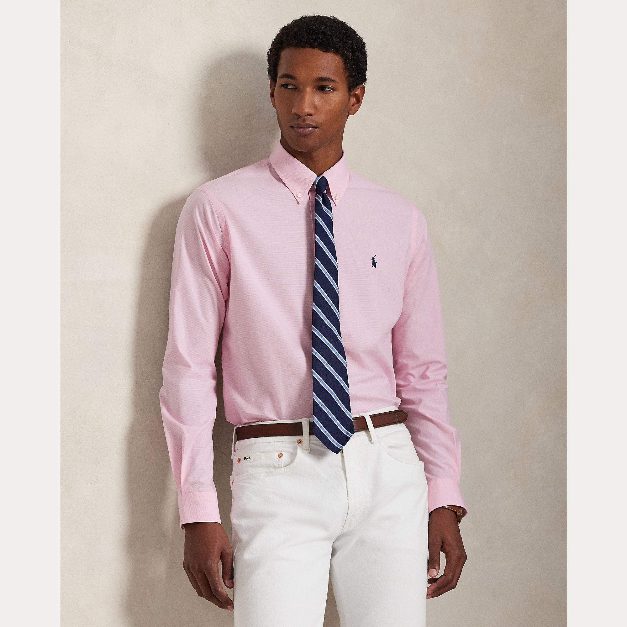 Custom Fit Plain Stretch Poplin Shirt - BoUvy