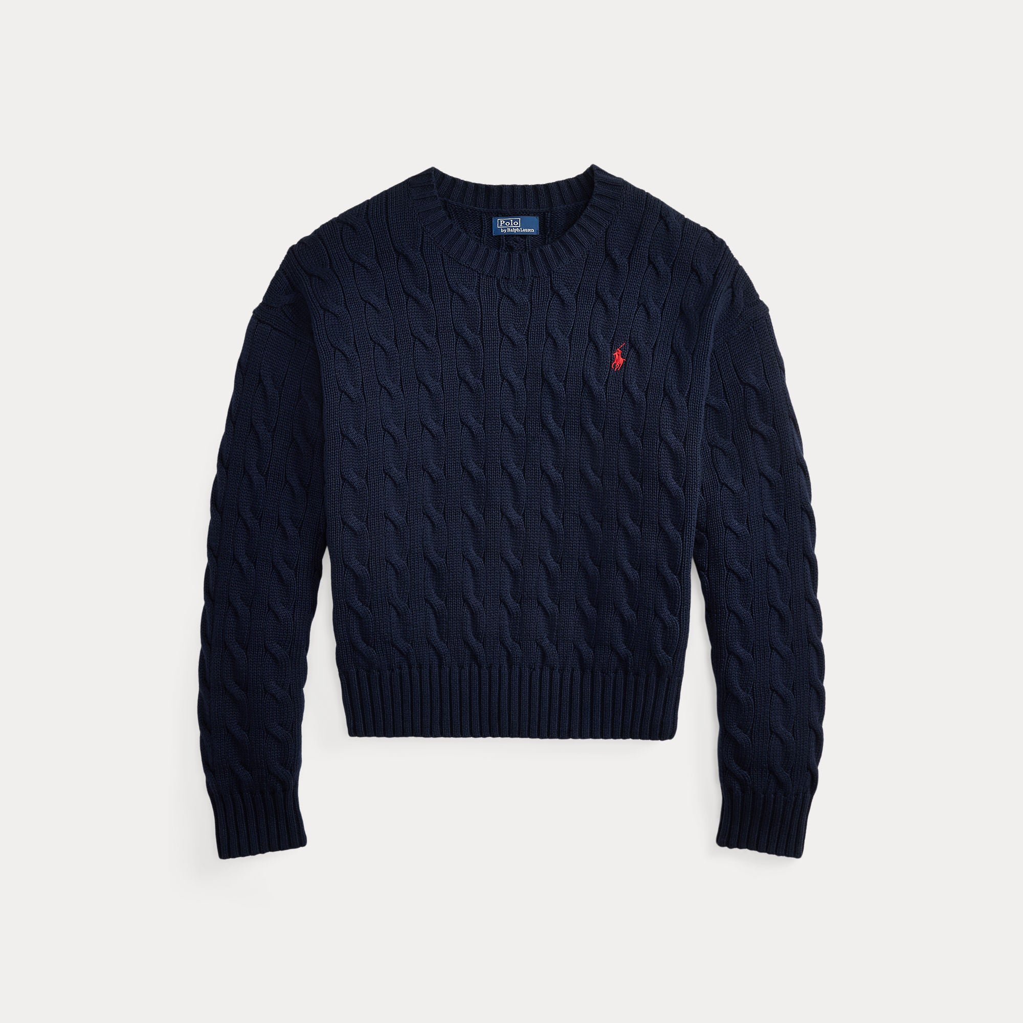 Oversize Cable-Knit Cotton Crewneck Sweater - BoUvy