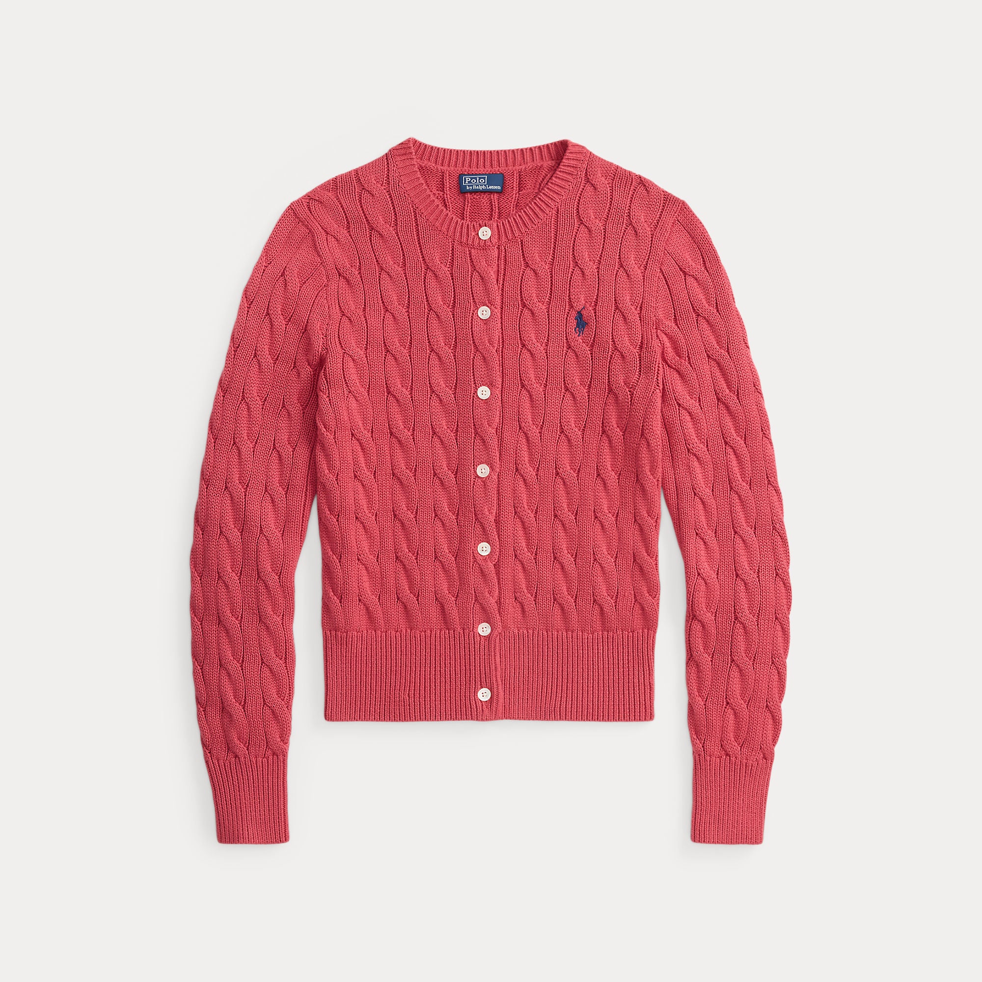 Cable-Knit Cotton Crewneck Cardigan - BoUvy