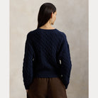 Oversize Cable-Knit Cotton Crewneck Sweater - BoUvy