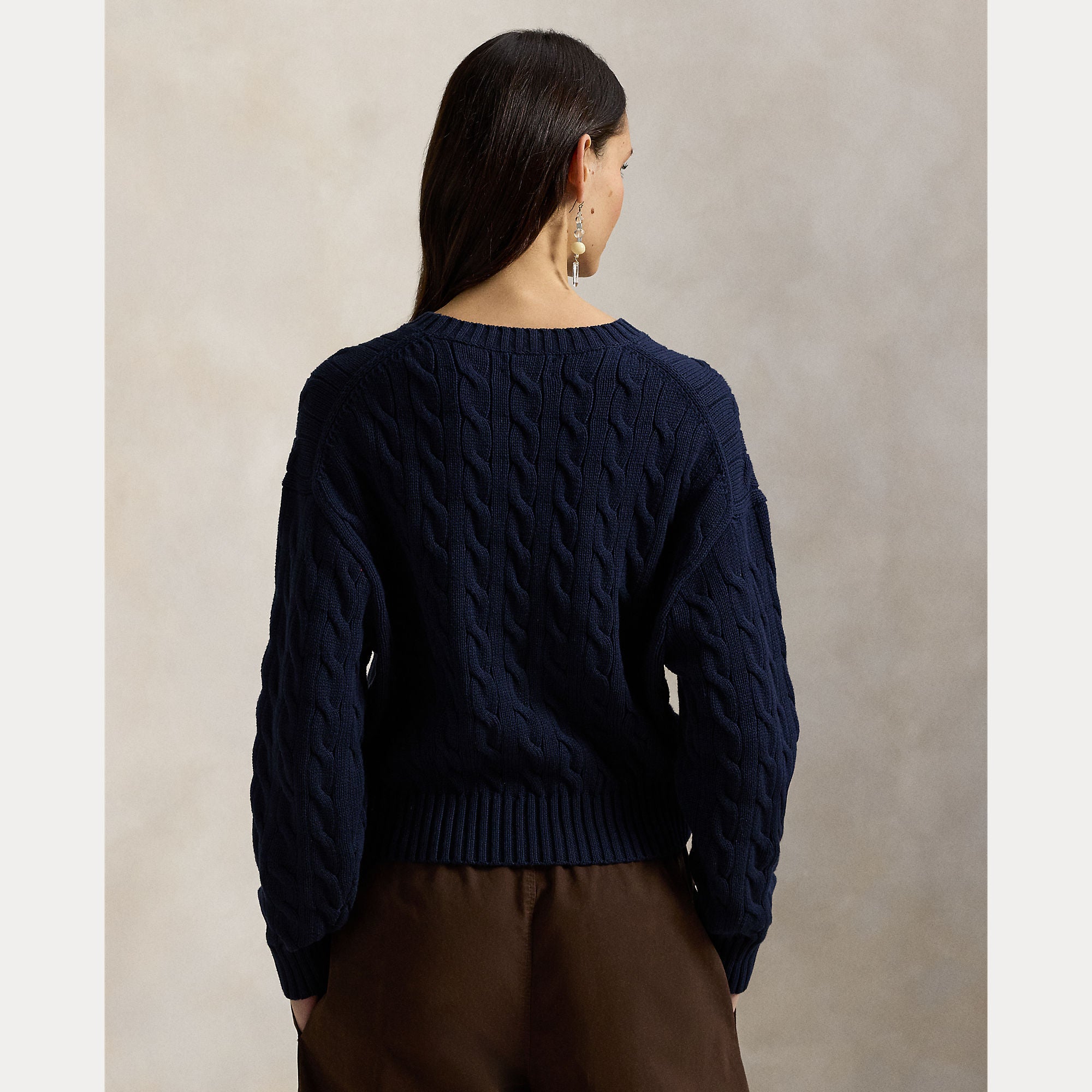 Oversize Cable-Knit Cotton Crewneck Sweater - BoUvy