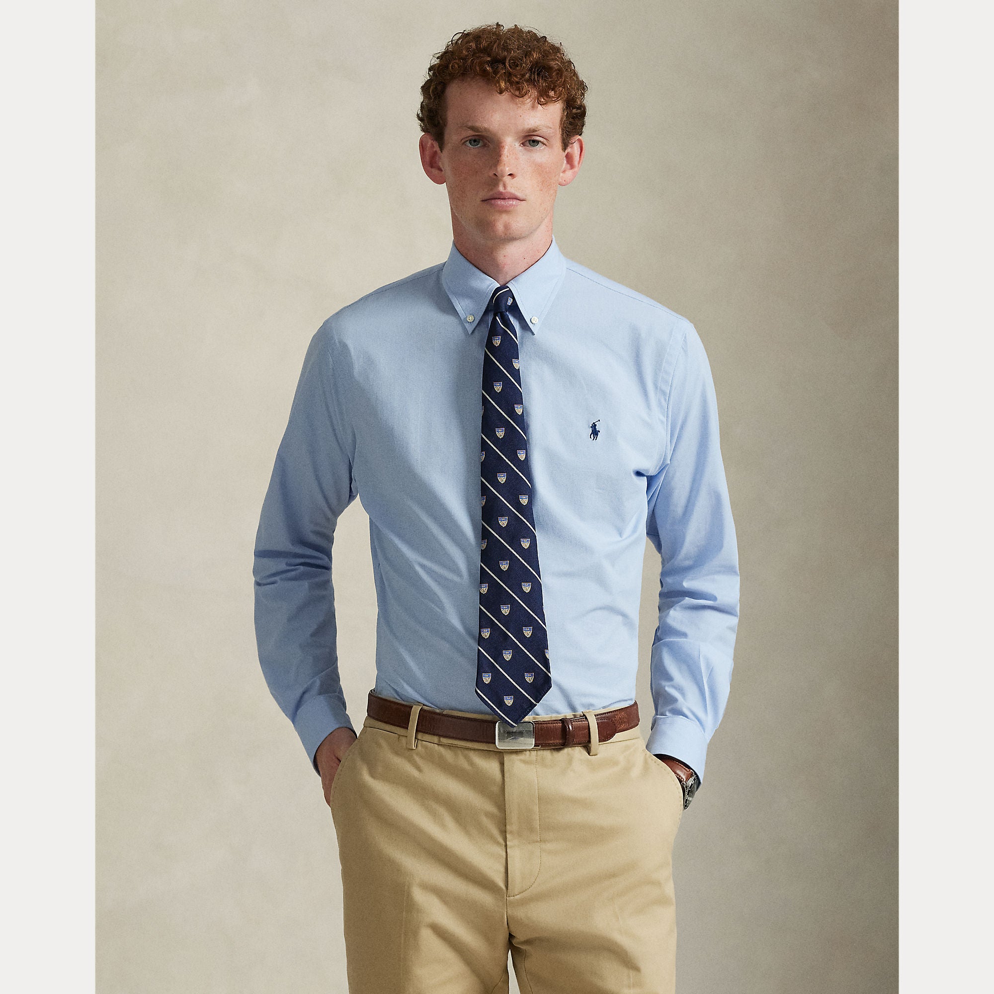 Custom Fit Plain Stretch Poplin Shirt - BoUvy