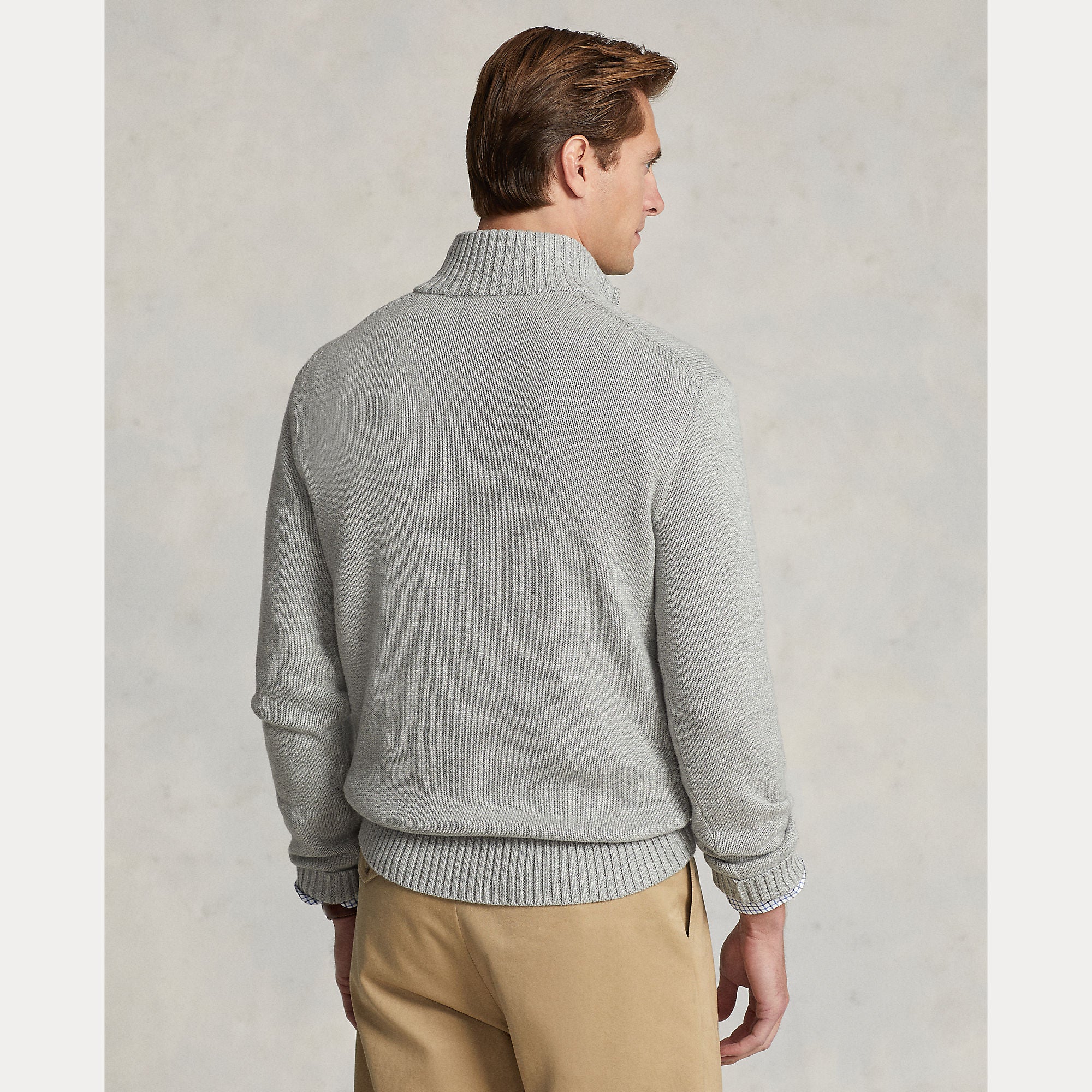 Cotton Quarter-Zip Mockneck Sweater - BoUvy