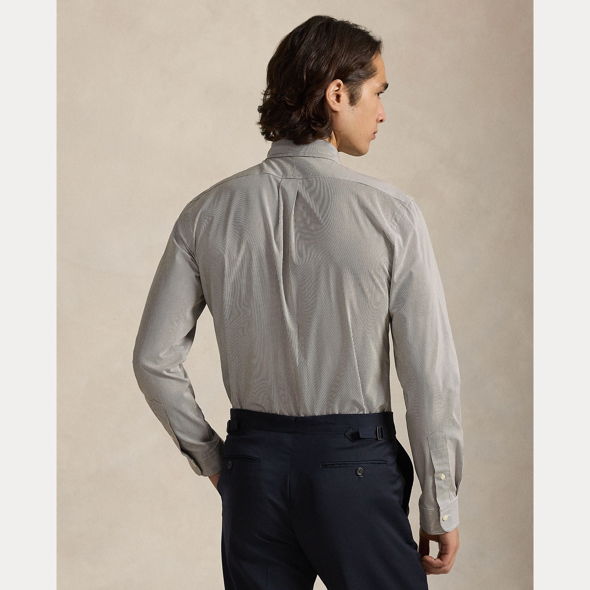 CUSTOM FIT STRIPED STRETCH POPLIN SHIRT - BoUvy