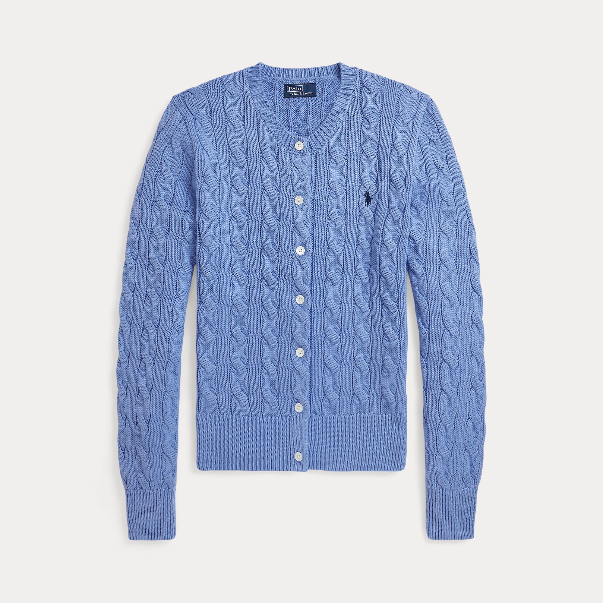 Cable-Knit Cotton Crewneck Cardigan - BoUvy