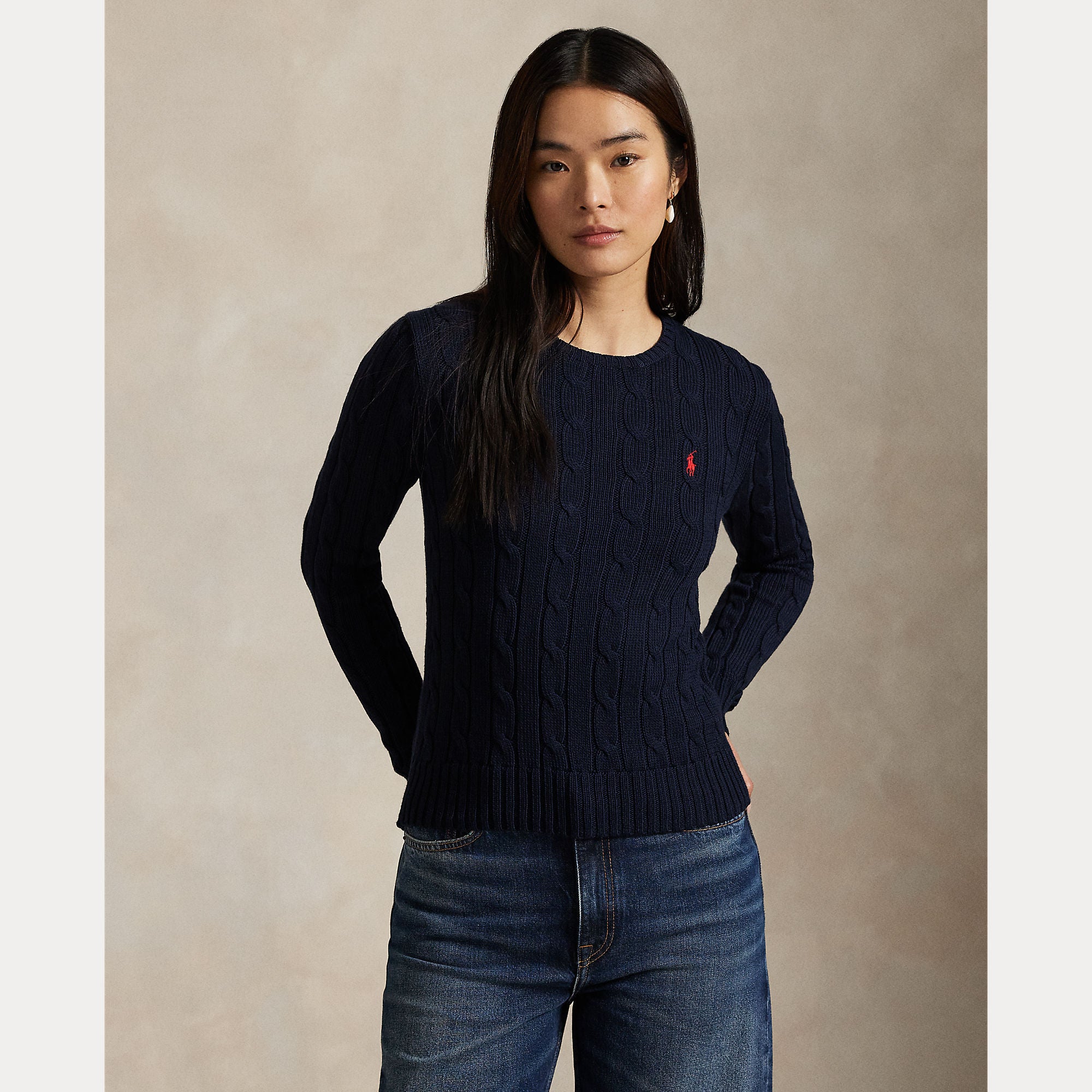 Cable-Knit Cotton Crewneck Sweater - BoUvy
