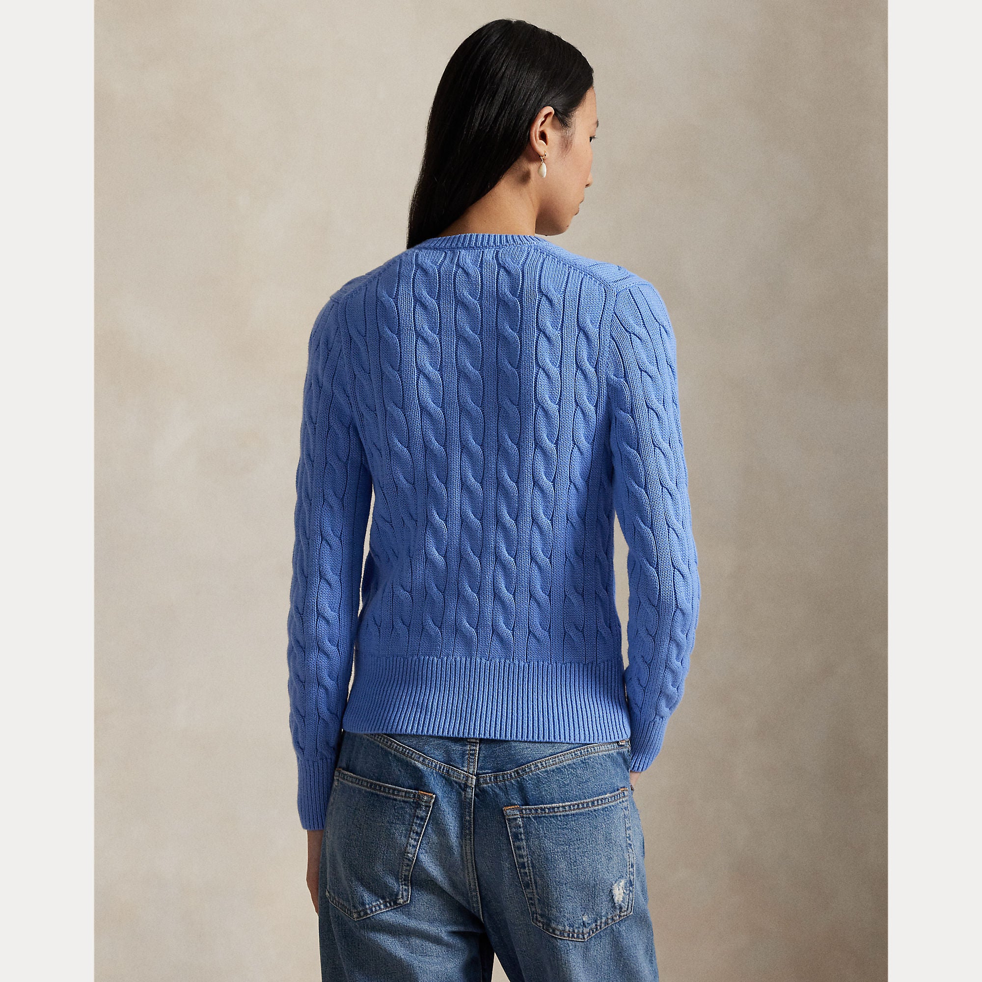 Cable-Knit Cotton Crewneck Cardigan - BoUvy