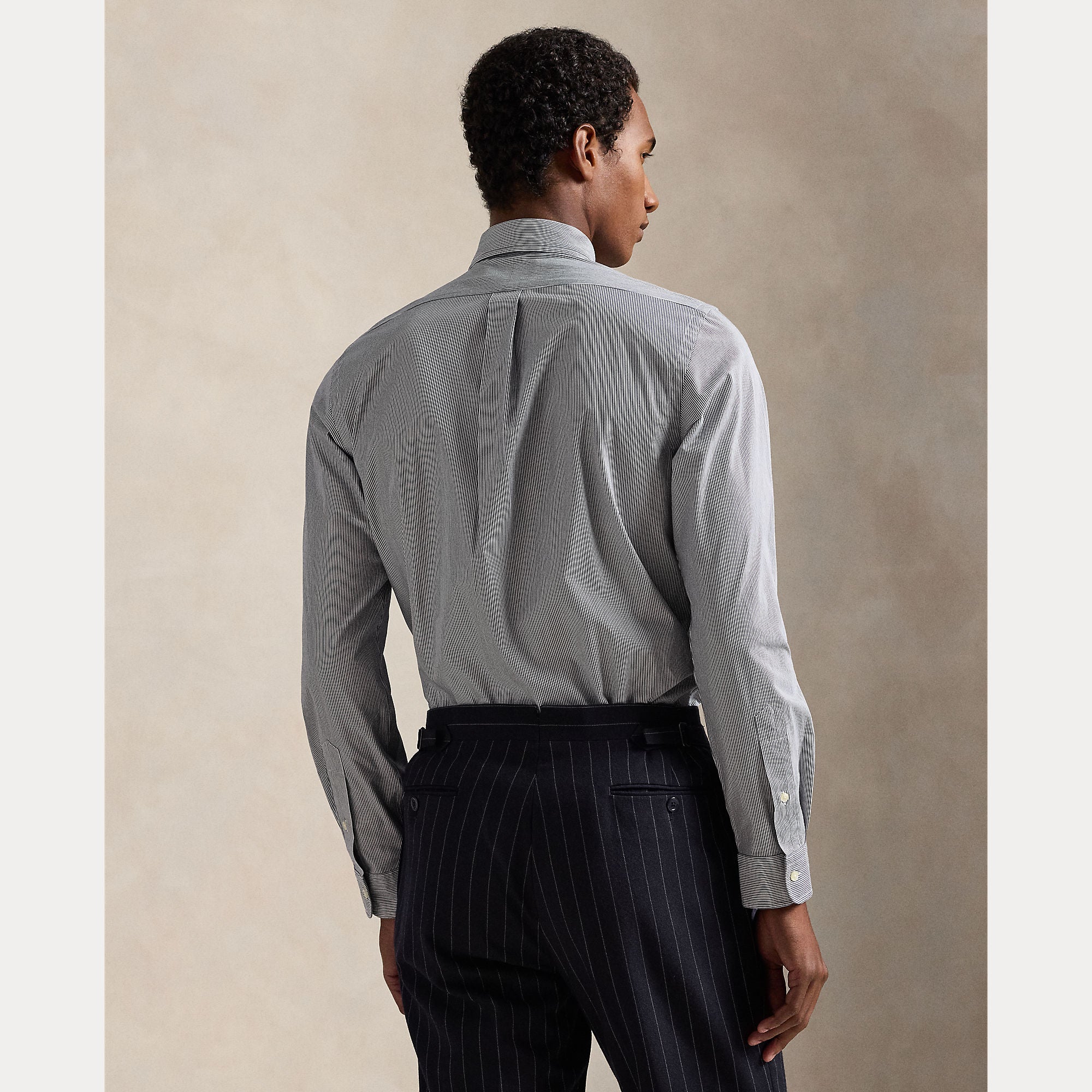 CUSTOM FIT STRIPED STRETCH POPLIN SHIRT - BoUvy