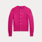 Cable-Knit Cotton Crewneck Cardigan - BoUvy