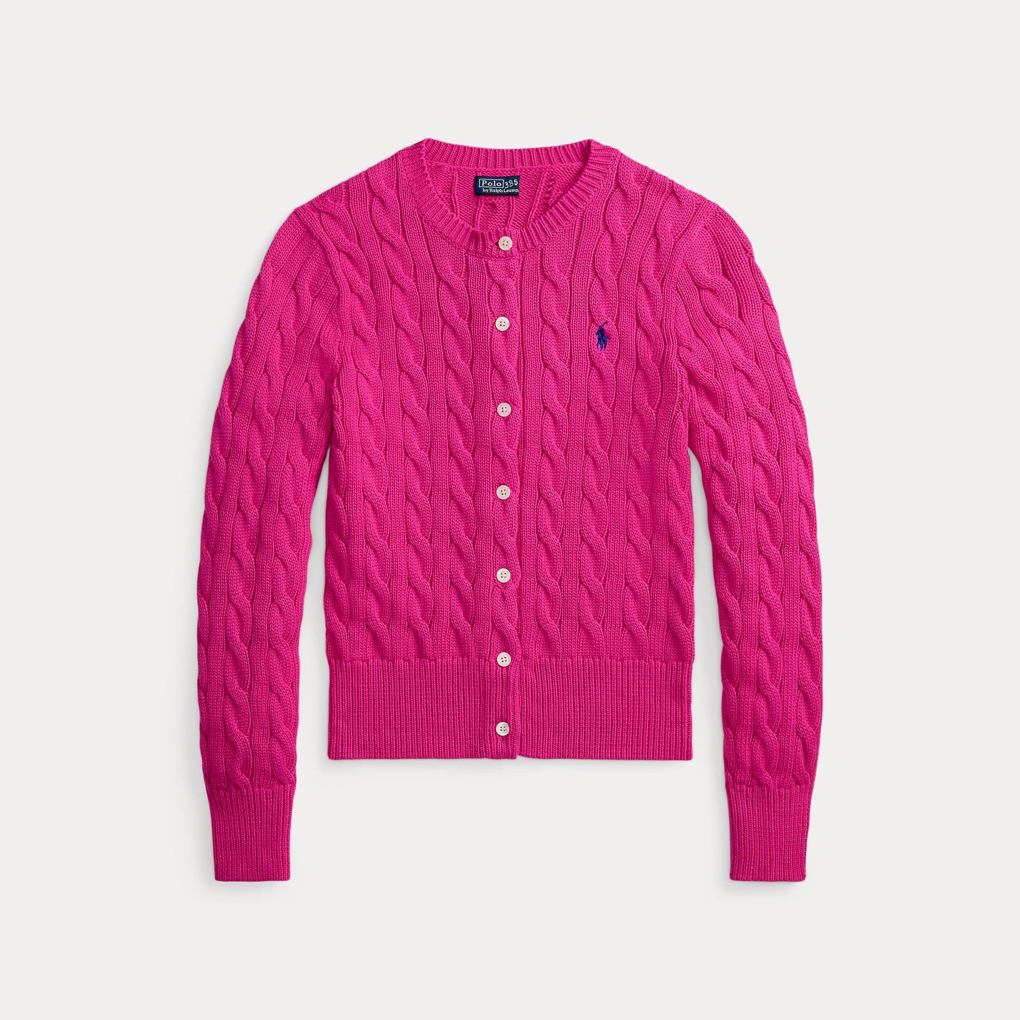 Cable-Knit Cotton Crewneck Cardigan - BoUvy