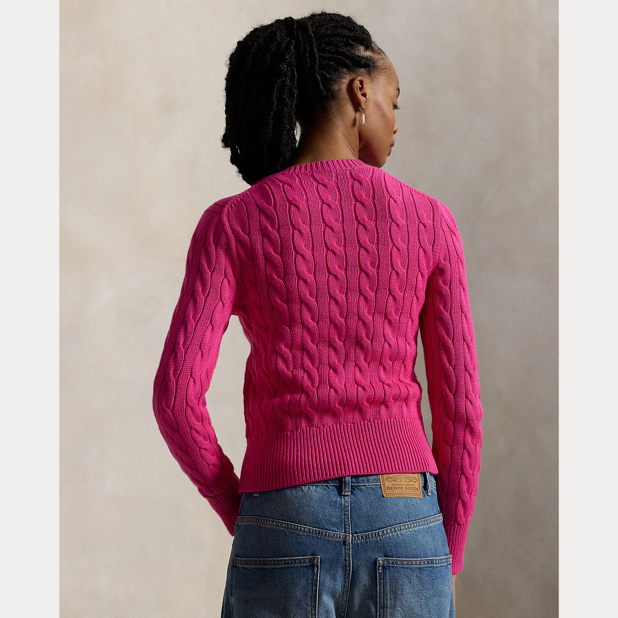 Cable-Knit Cotton Crewneck Cardigan - BoUvy
