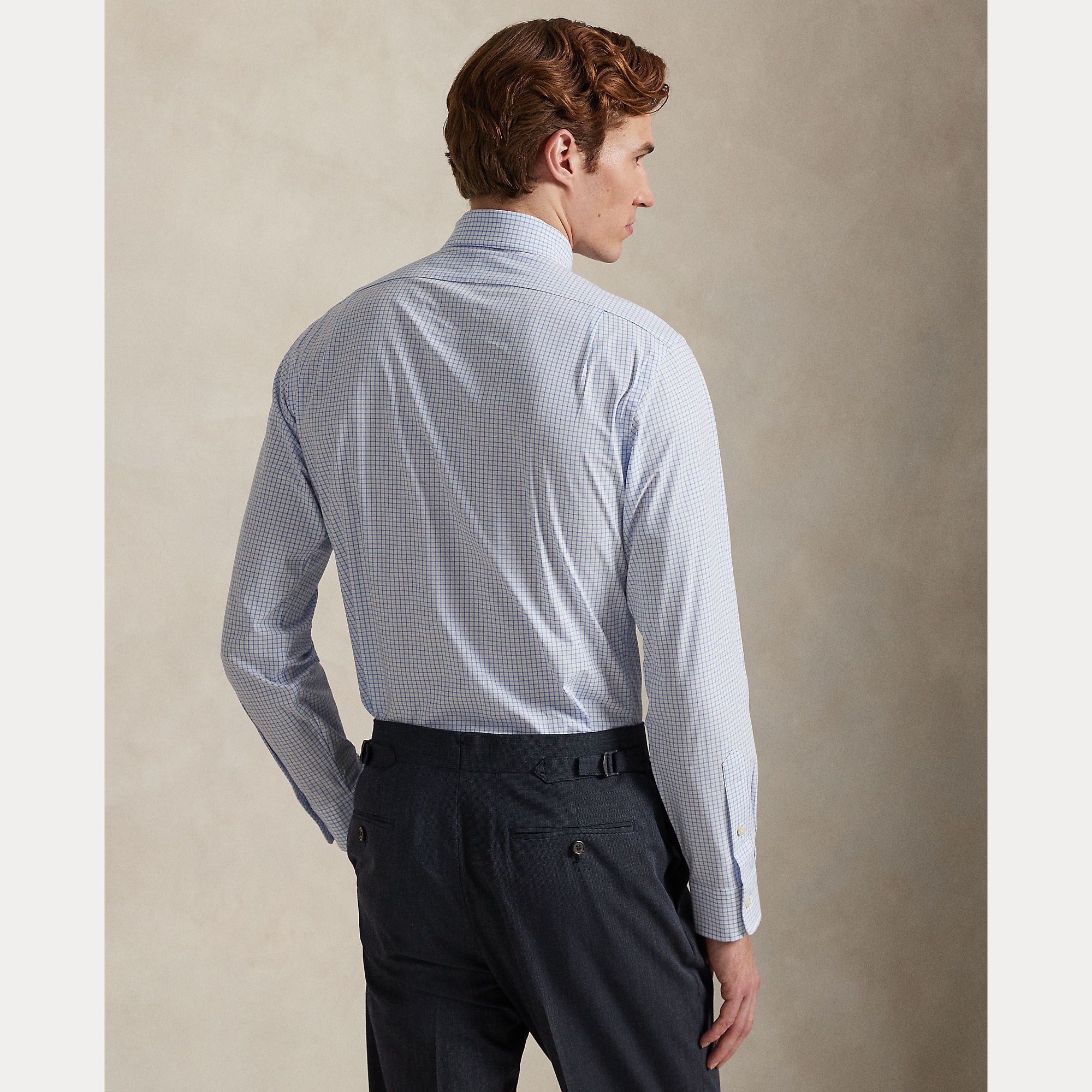 CUSTOM FIT PLAID STRETCH POPLIN SHIRT - BoUvy