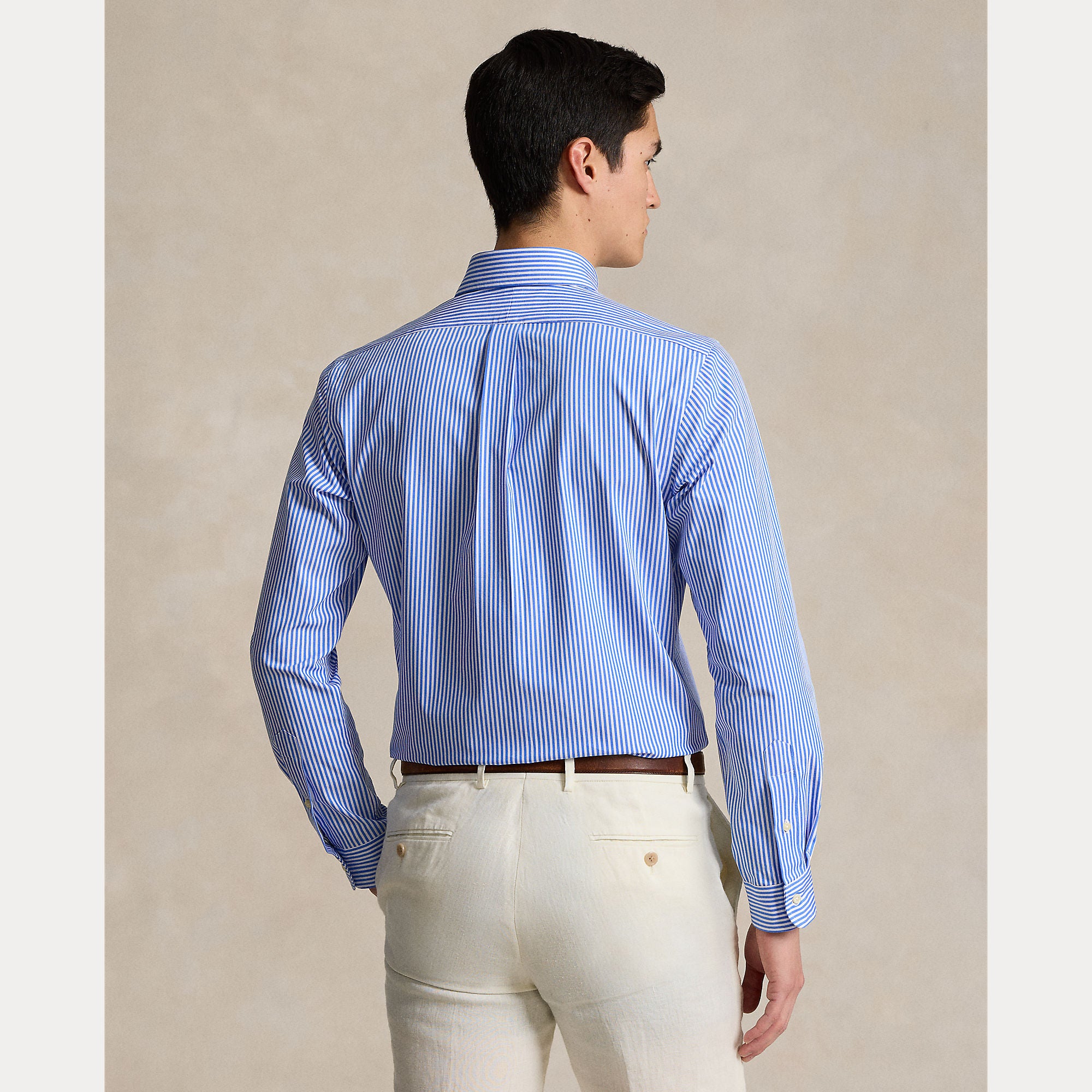 Custom Fit Striped Stretch Poplin Shirt - BoUvy