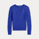Cable-Knit Cotton V-Neck Sweater - BoUvy