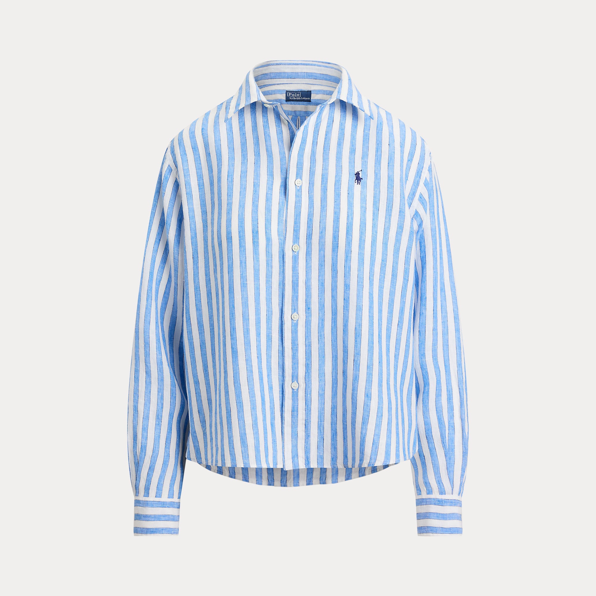 Wide Cropped Striped Linen Shirt - BoUvy