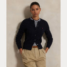 Cable-Knit Cotton Crewneck Cardigan - BoUvy