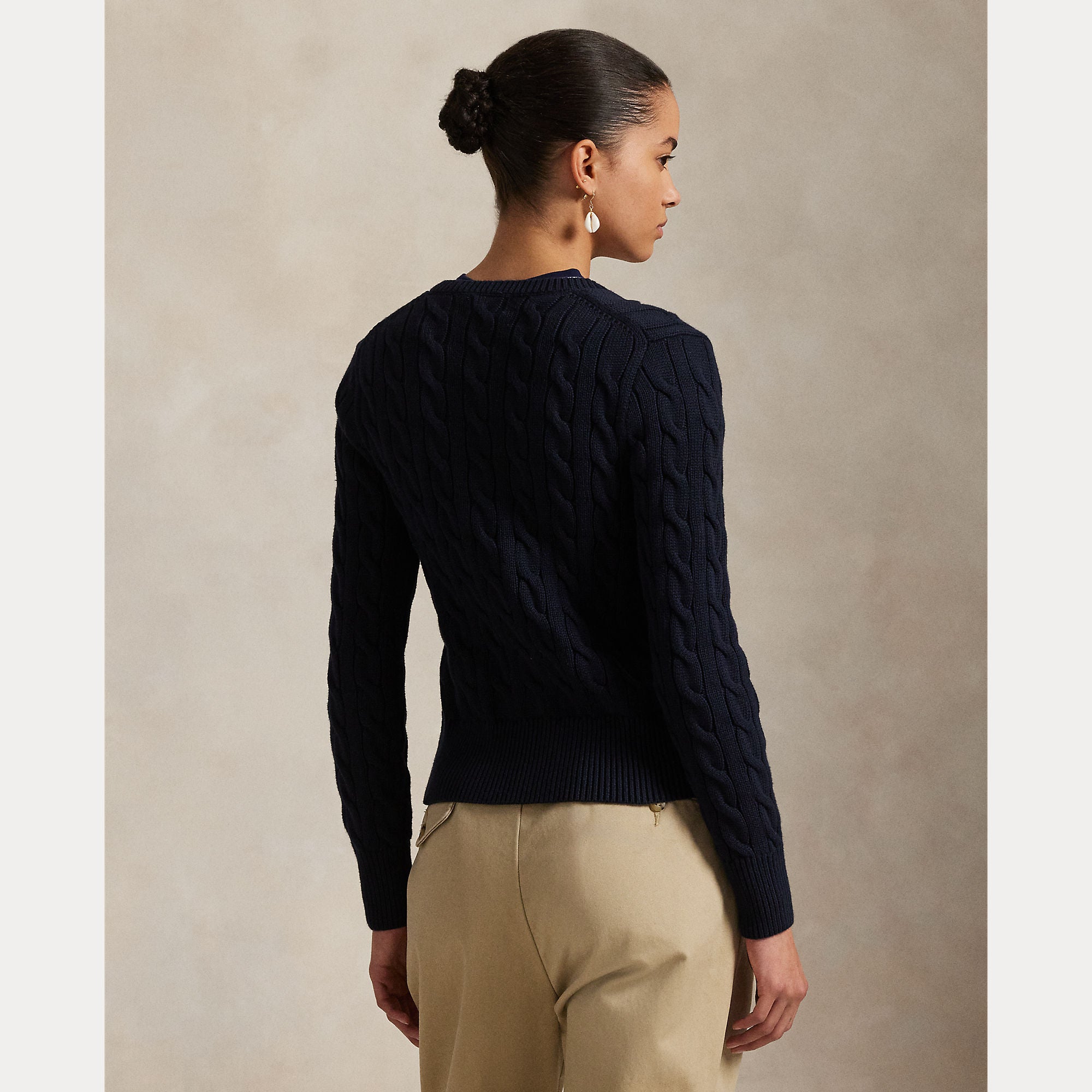 Cable-Knit Cotton Crewneck Cardigan - BoUvy