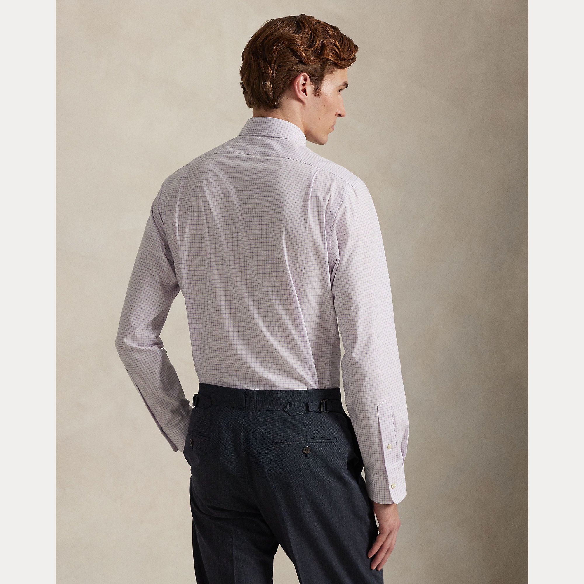 CUSTOM FIT PLAID STRETCH POPLIN SHIRT - BoUvy