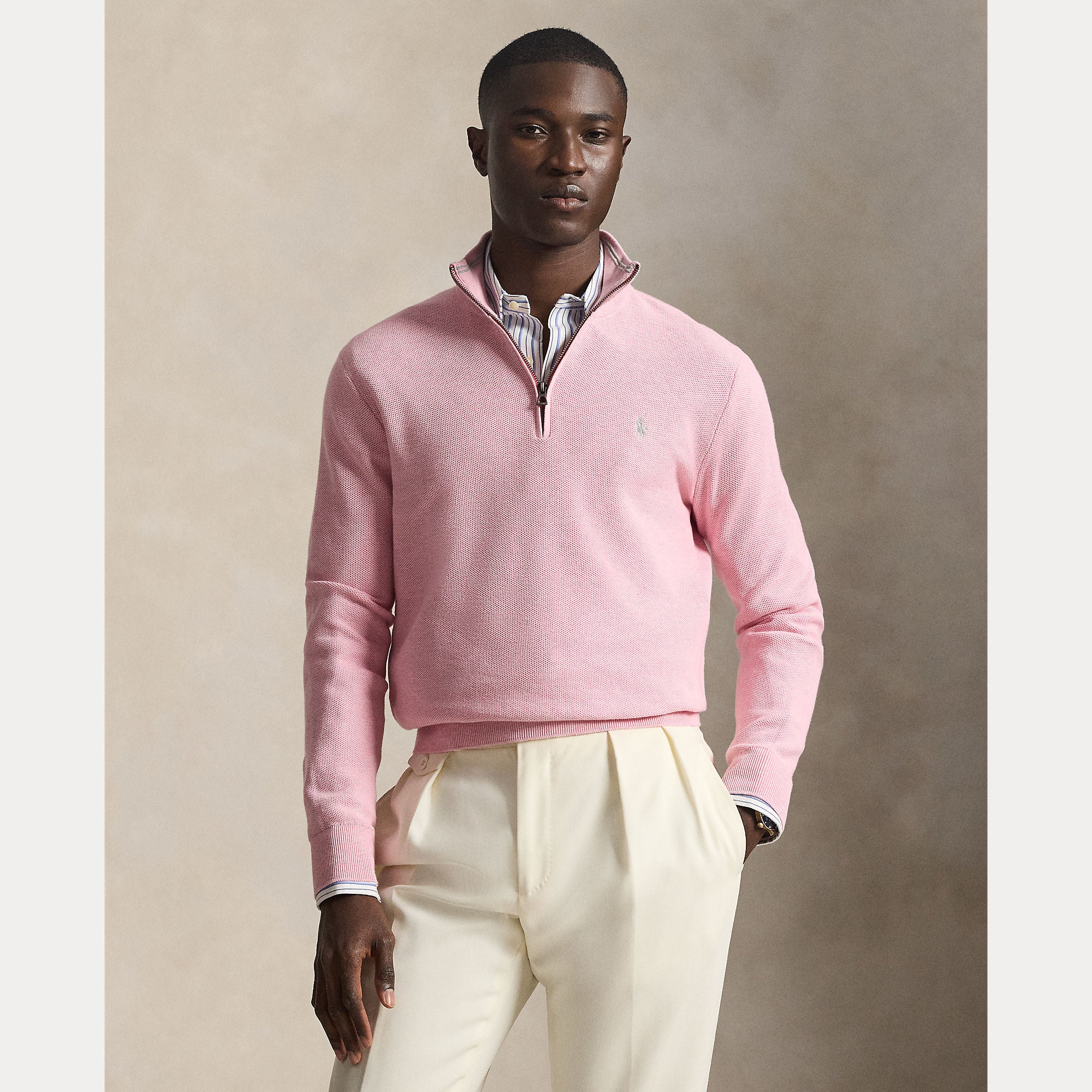 Mesh-Knit Cotton Quarter-Zip Sweater - BoUvy