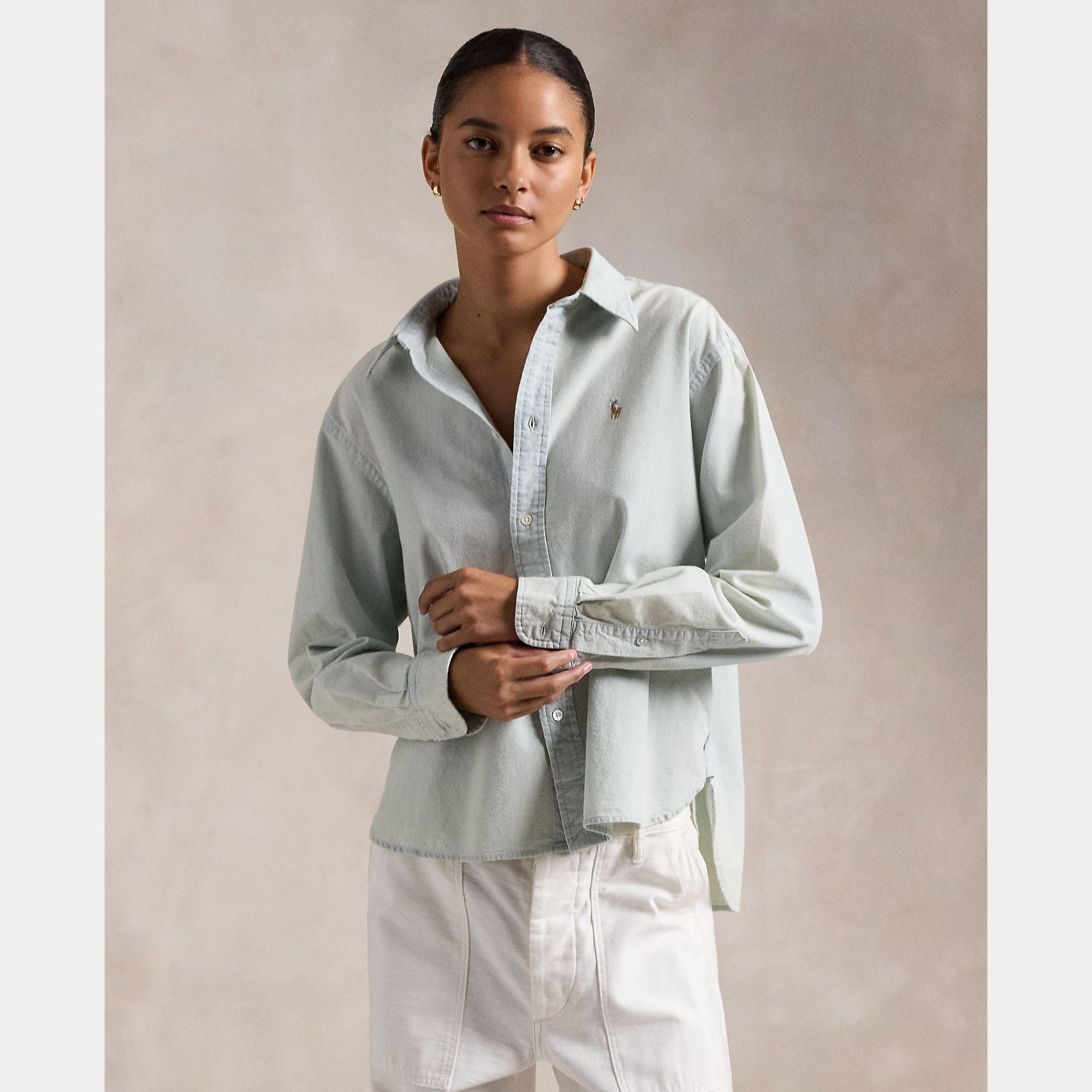 Cropped Boxy Chambray Shirt - BoUvy