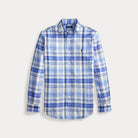 Custom Fit Plaid Linen-Blend Shirt - BoUvy