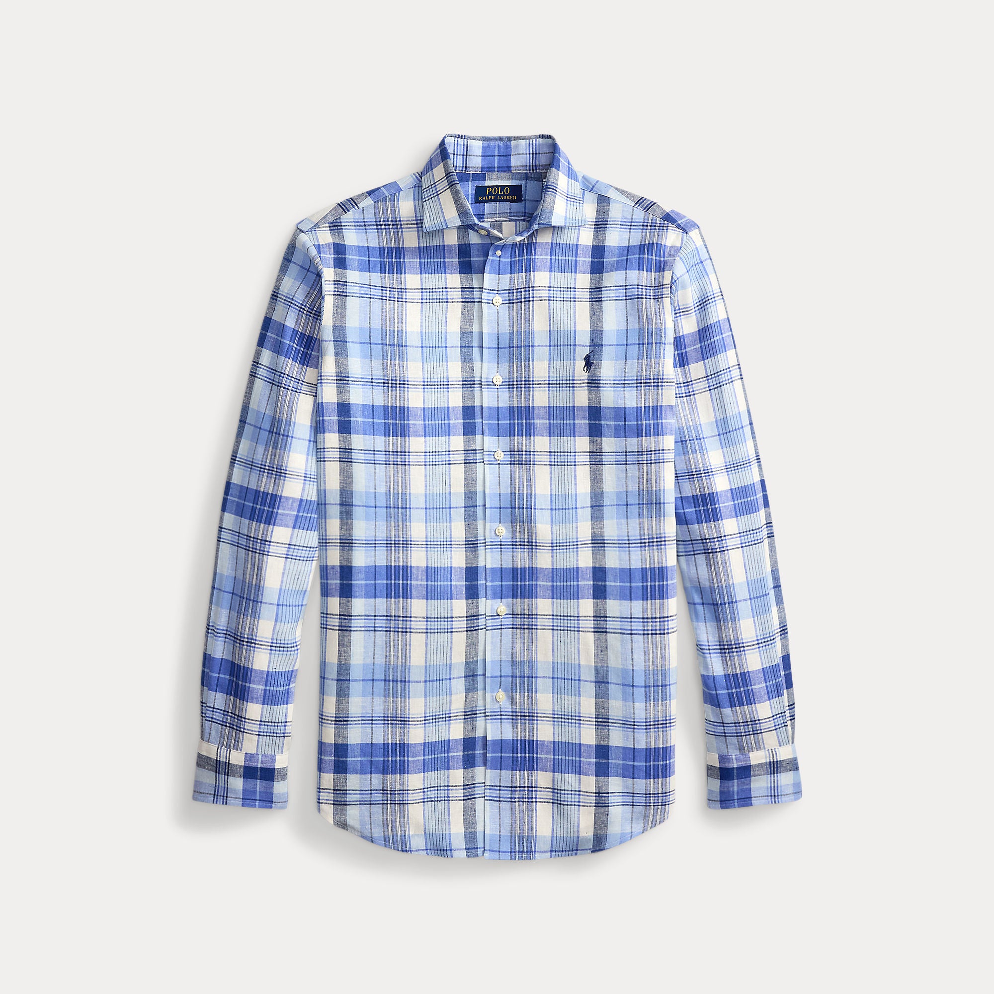 Custom Fit Plaid Linen-Blend Shirt - BoUvy