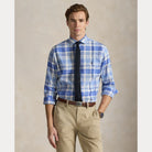 Custom Fit Plaid Linen-Blend Shirt - BoUvy