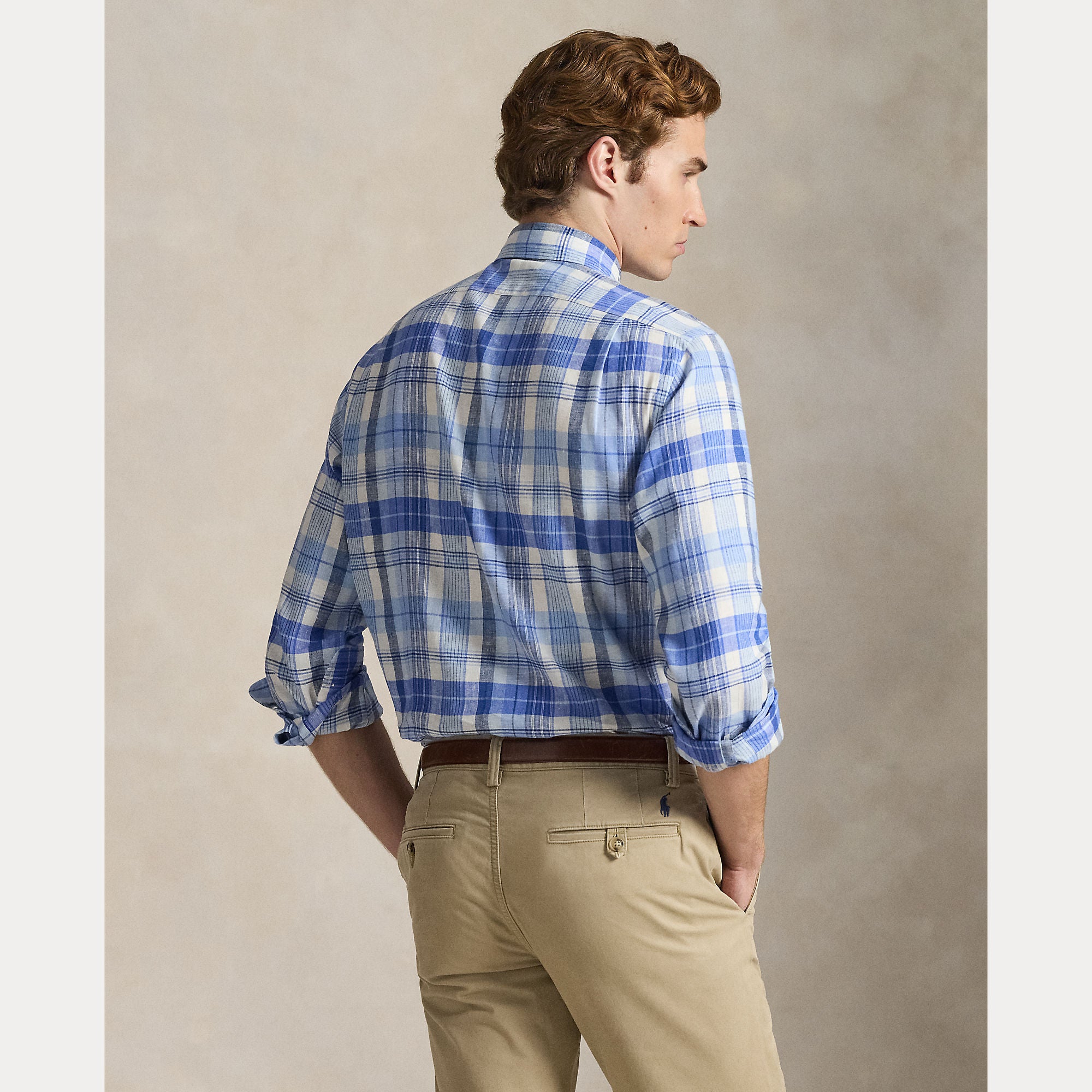 Custom Fit Plaid Linen-Blend Shirt - BoUvy