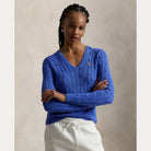 Cable-Knit Cotton V-Neck Sweater - BoUvy