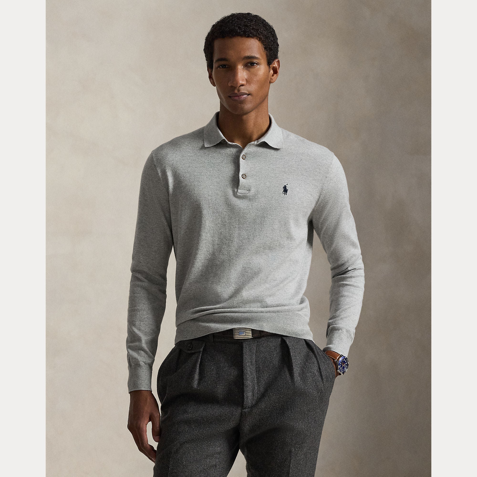 Cotton Polo-Collar Sweater - BoUvy