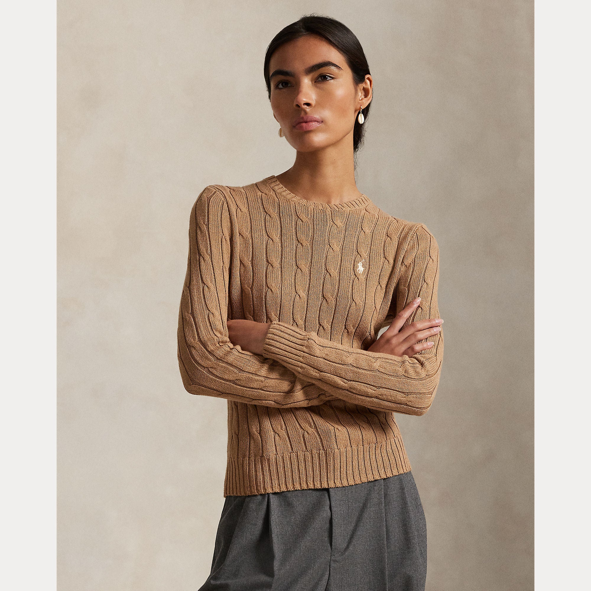 Cable-Knit Cotton Crewneck Sweater - BoUvy