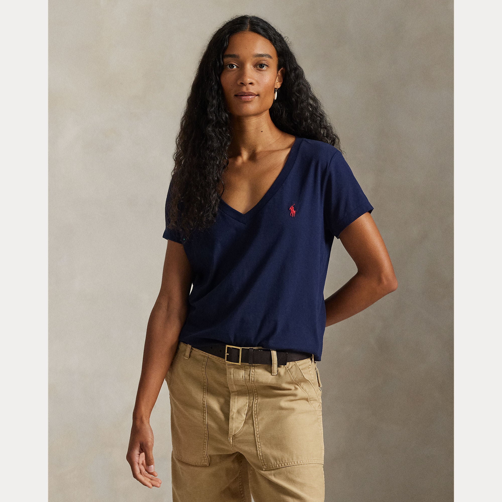 Cotton Jersey V-Neck Tee - BoUvy