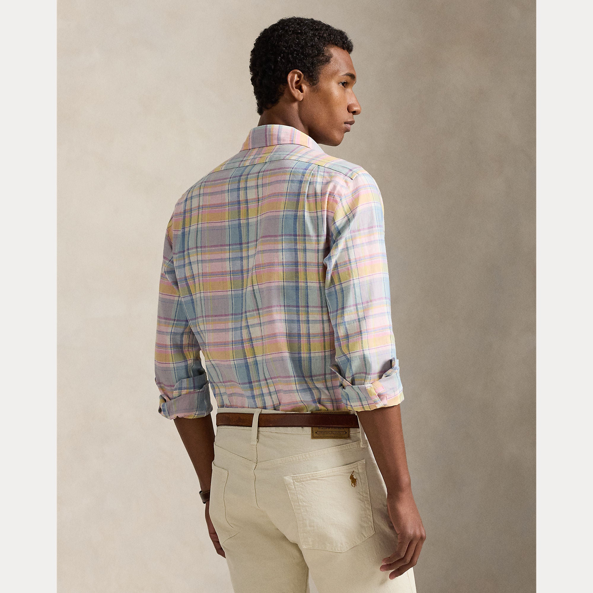 Custom Fit Plaid Linen-Blend Shirt - BoUvy