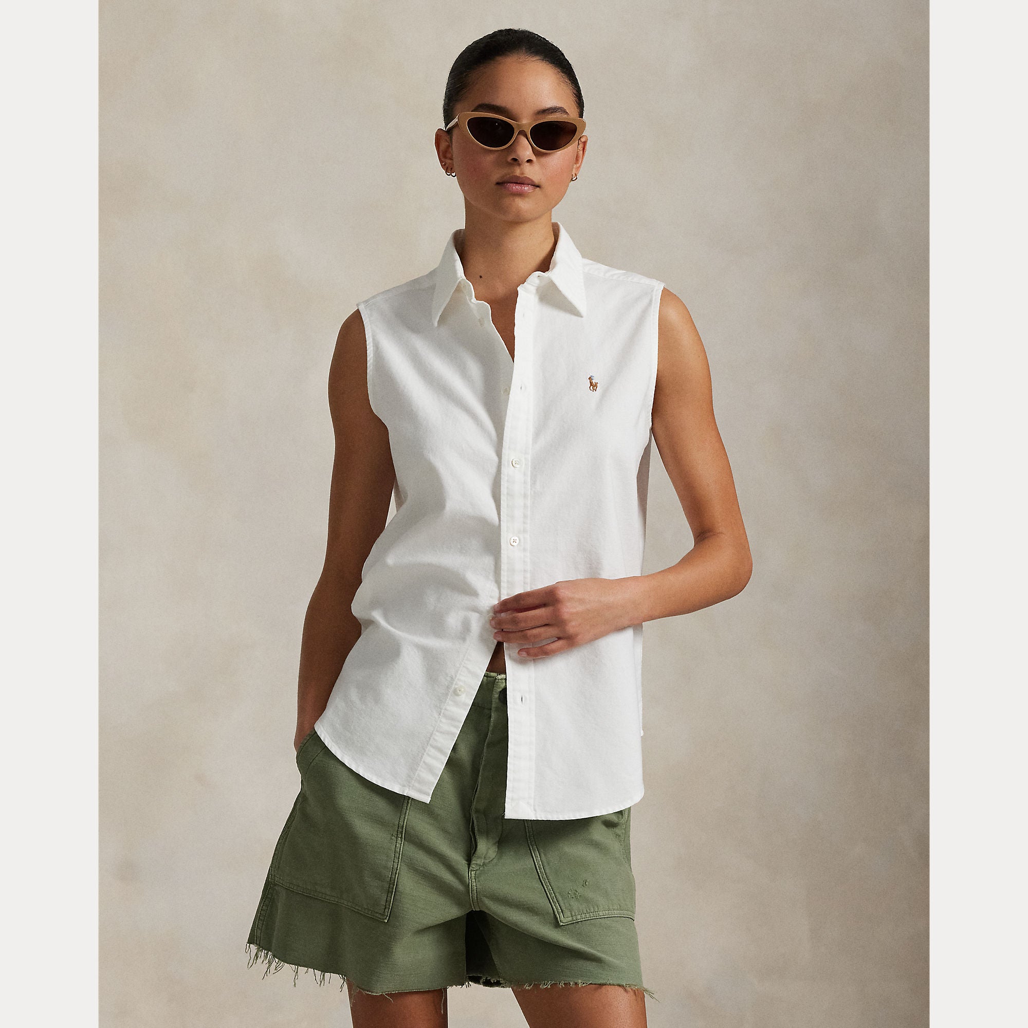 Cotton Oxford Sleeveless Shirt - BoUvy