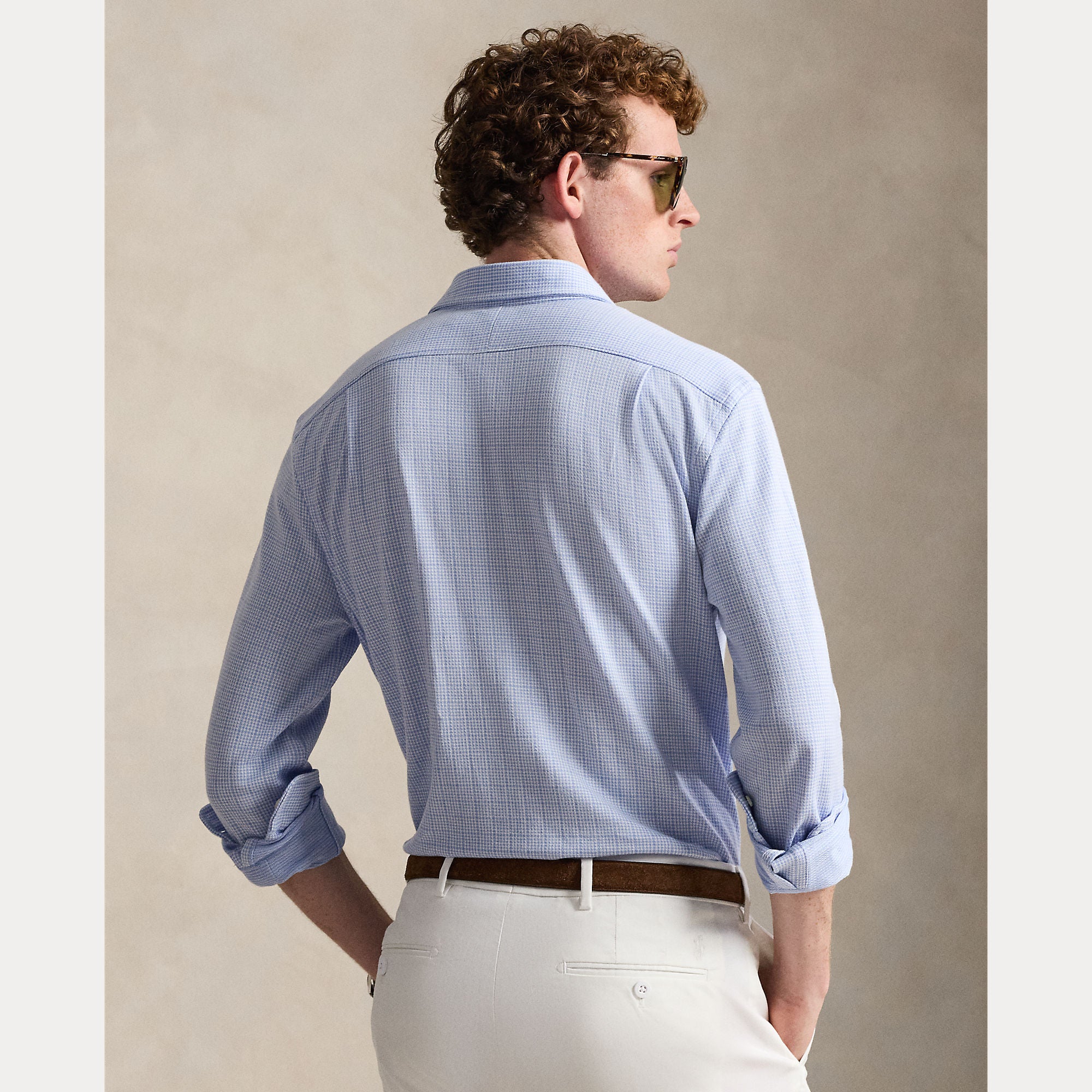 Plaid Jersey Spread-Collar Shirt - BoUvy