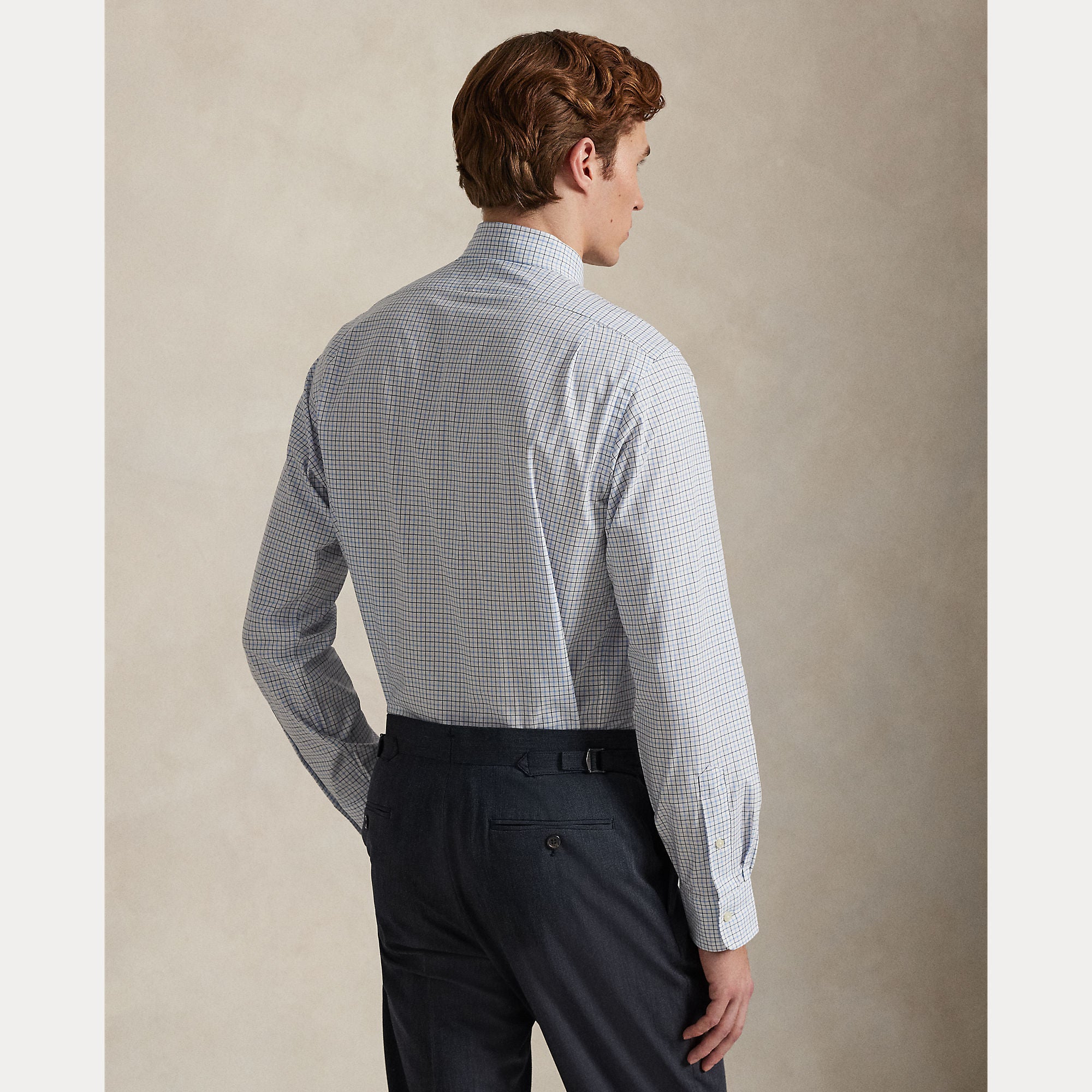 Custom Fit Plaid Stretch Poplin Shirt - BoUvy