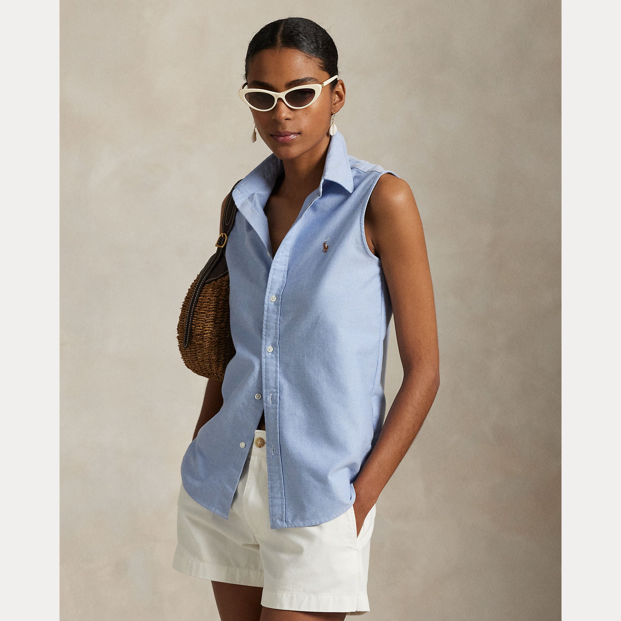 Cotton Oxford Sleeveless Shirt - BoUvy