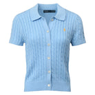 Cable Cotton Short-Sleeve Polo Cardigan - BoUvy