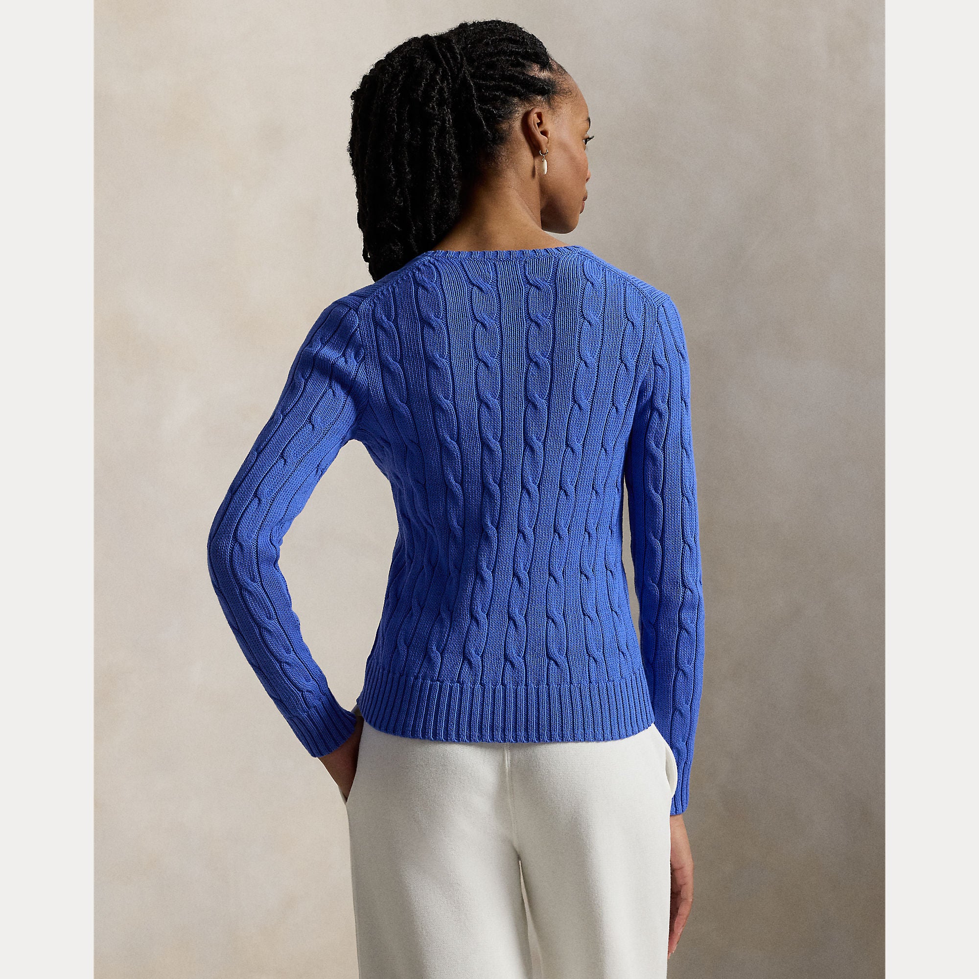 Cable-Knit Cotton V-Neck Sweater - BoUvy