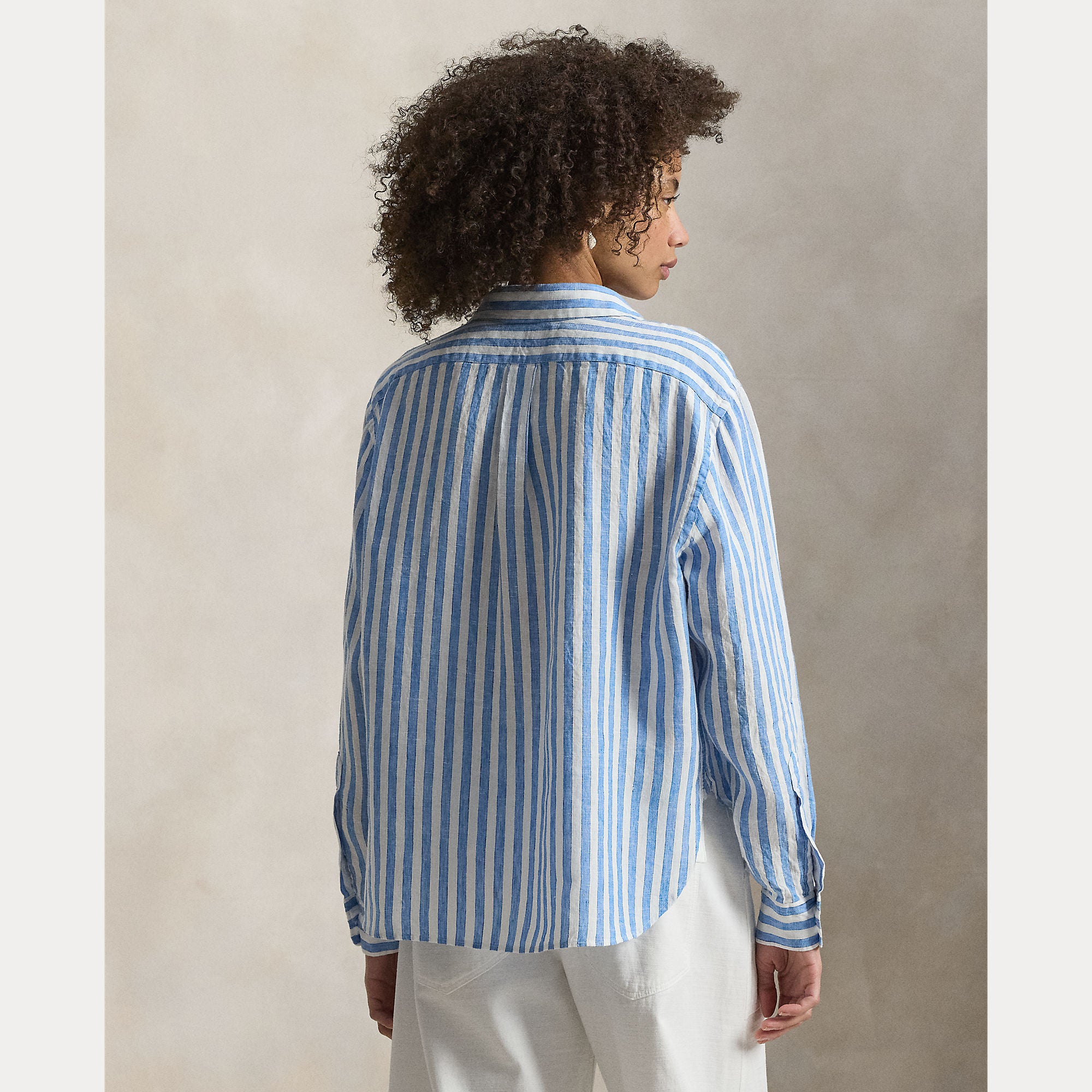 Wide Cropped Striped Linen Shirt - BoUvy