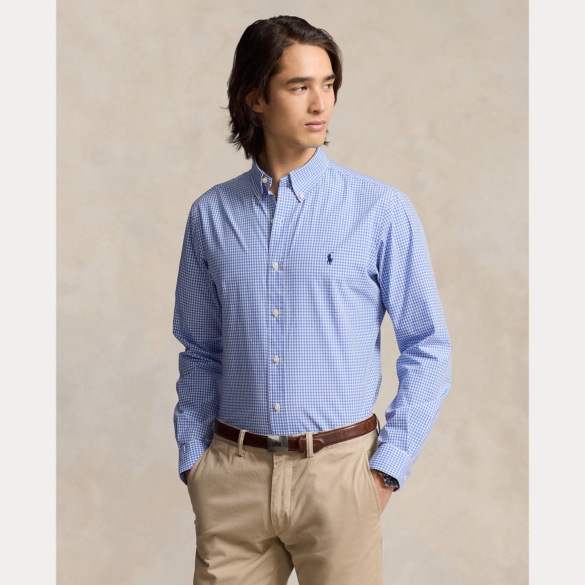 Slim Fit Check Stretch Poplin Shirt - BoUvy
