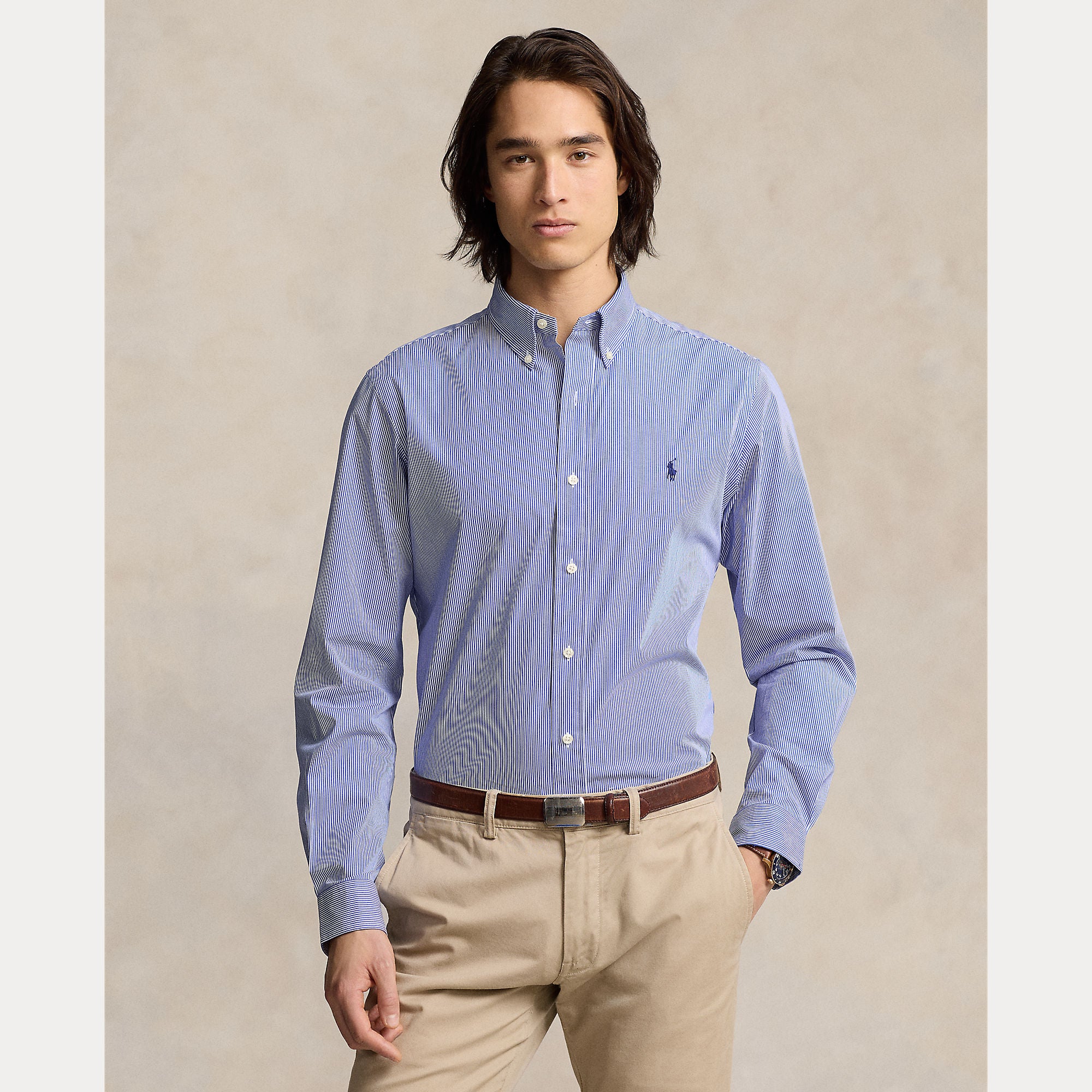 Slim Fit Striped Stretch Poplin Shirt - BoUvy