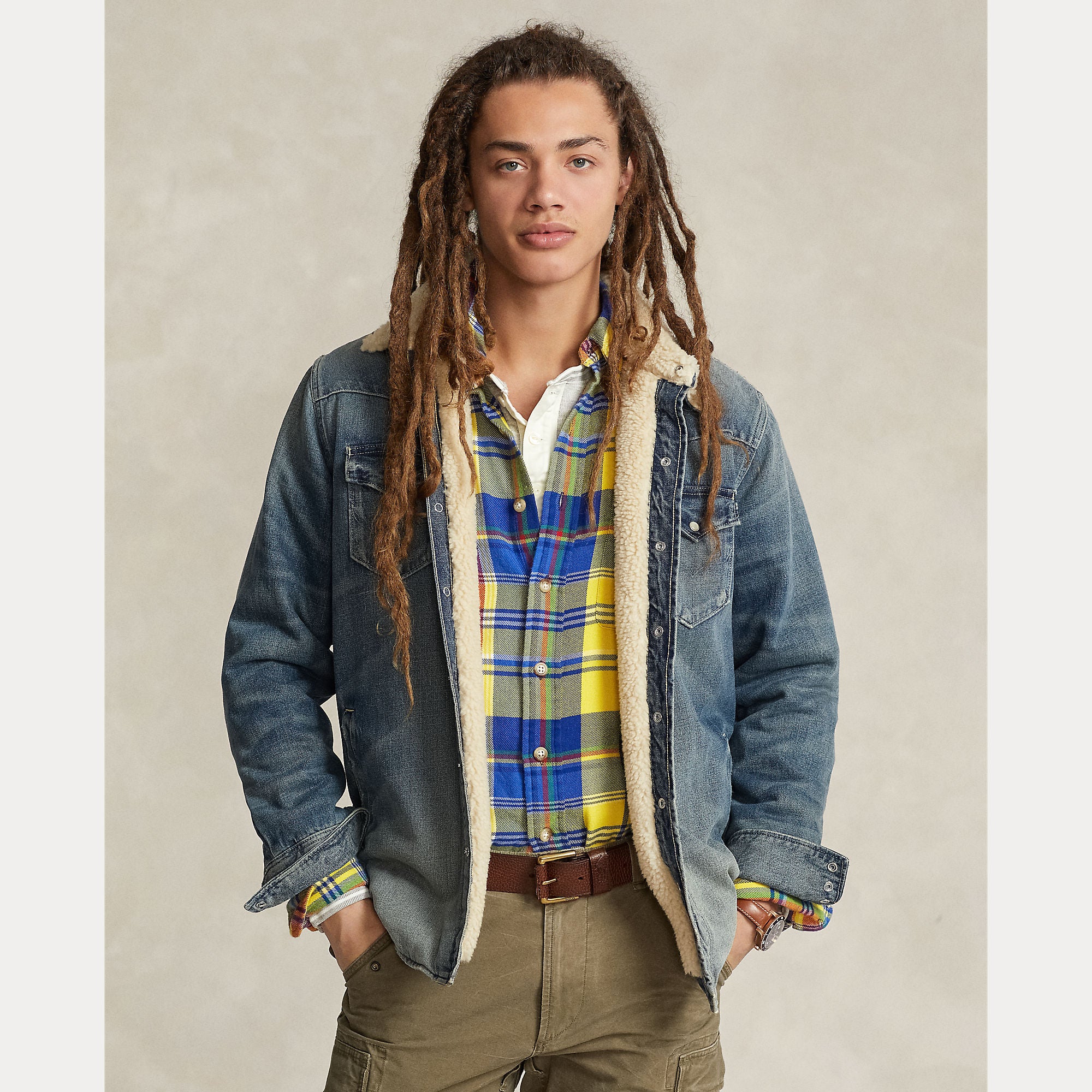 FLEECE LINED DENIM WESTERN SHIRT JACKET