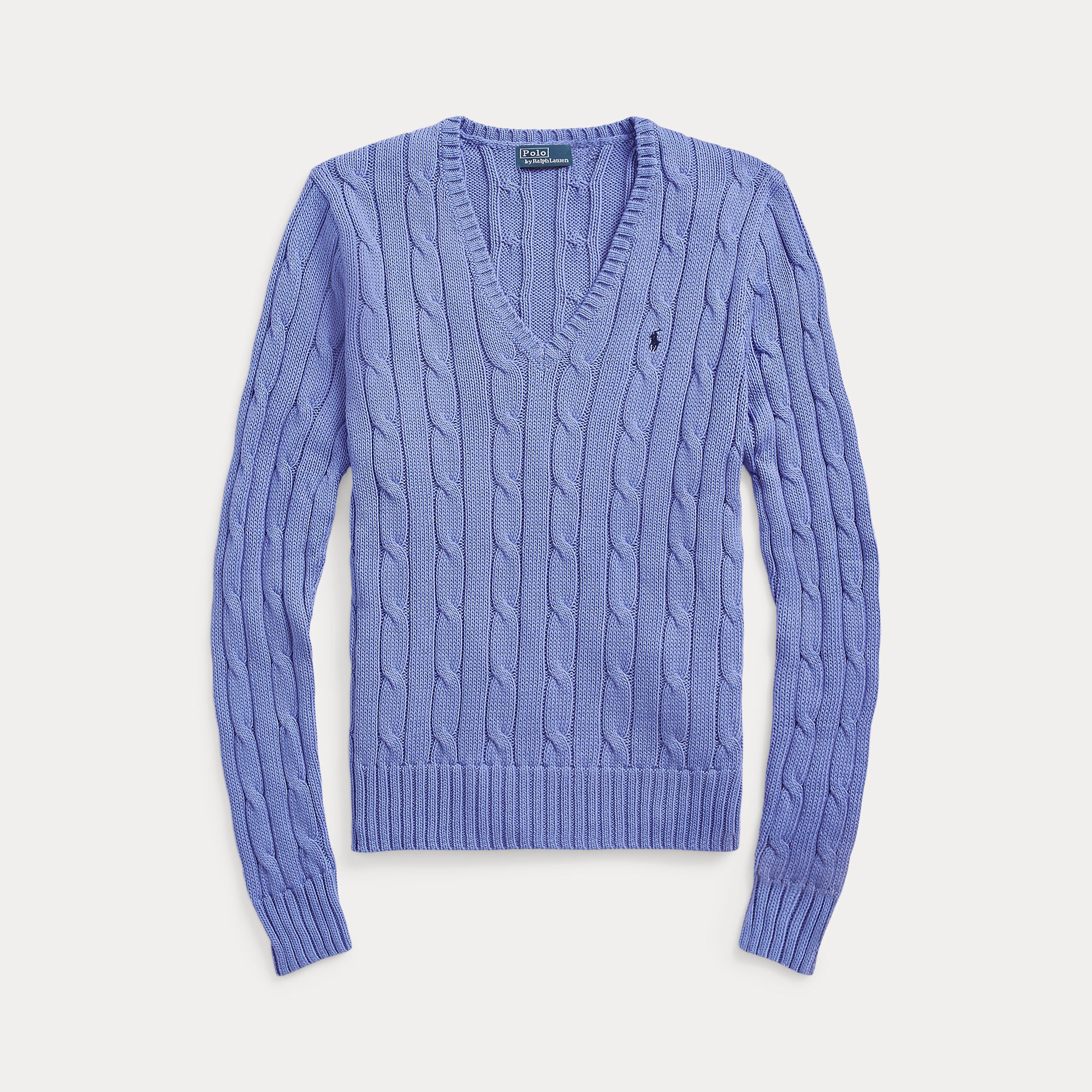 Cable-Knit Cotton V-Neck Sweater - BoUvy