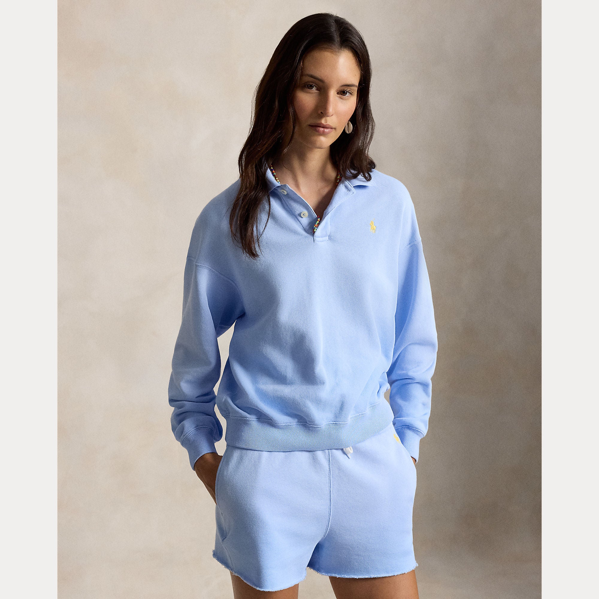 Lightweight Fleece Long-Sleeve Polo - BoUvy