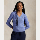 Cable-Knit Cotton V-Neck Sweater - BoUvy