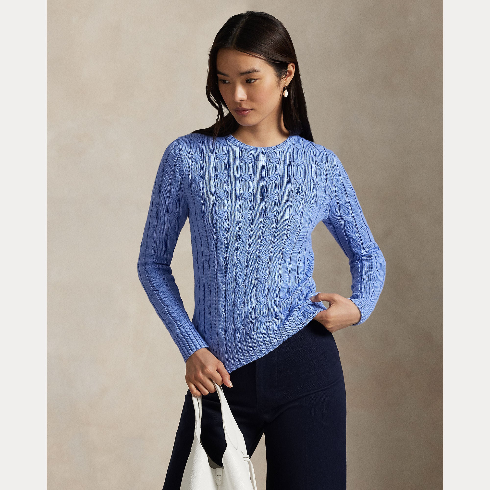 Cable-Knit Cotton Crewneck Sweater - BoUvy